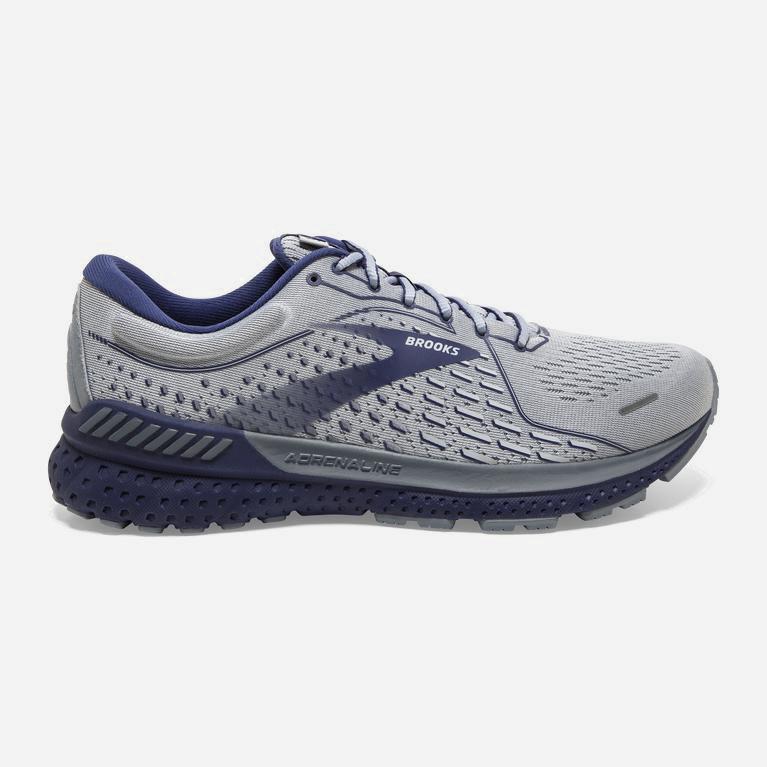 Brooks Adrenaline Gts 21 Mens Road Running Shoes - Grey/Tradewinds/Deep Cobalt - Philippines (548963